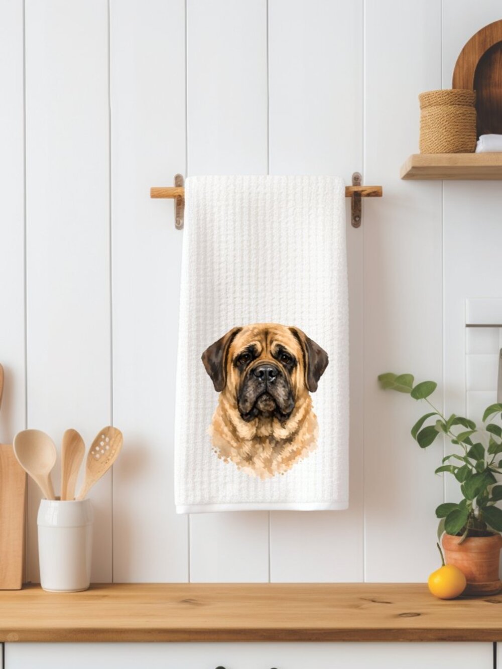 Mastiff Dog Waffle Weave Decorative Kitchen Tea Towel